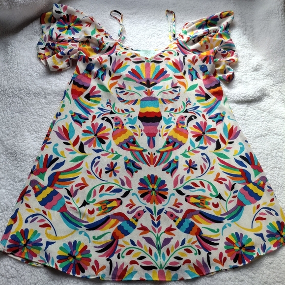 Judith March Colorful Bird Mini Dress-Size Large - Picture 1 of 14